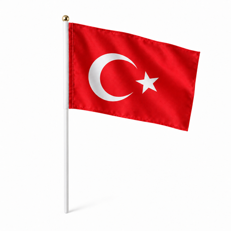 Mini drapeau Turquie réaliste en polyester à tenir à la main