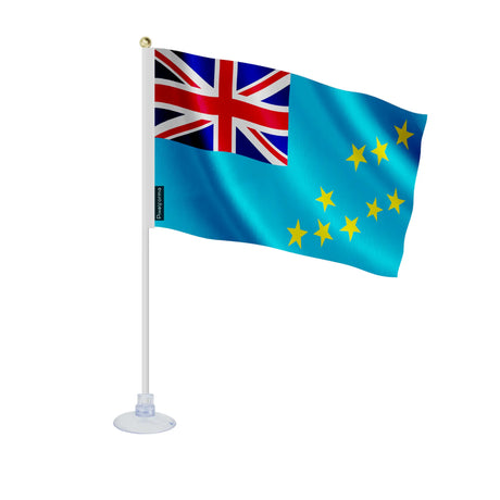 Mini drapeau tuvalu en polyester avec ventouse transparente