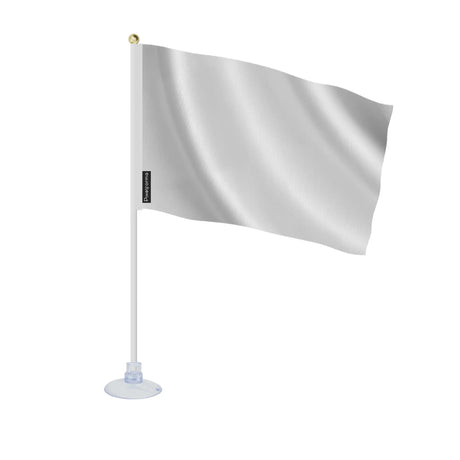 Mini drapeau ventouse blanc en ployester - pixelforma