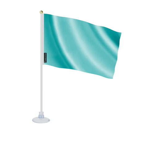 Mini drapeau ventouse bleu turquoise clair en ployester - pixelforma
