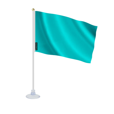 Mini drapeau ventouse bleu turquoise en ployester - pixelforma