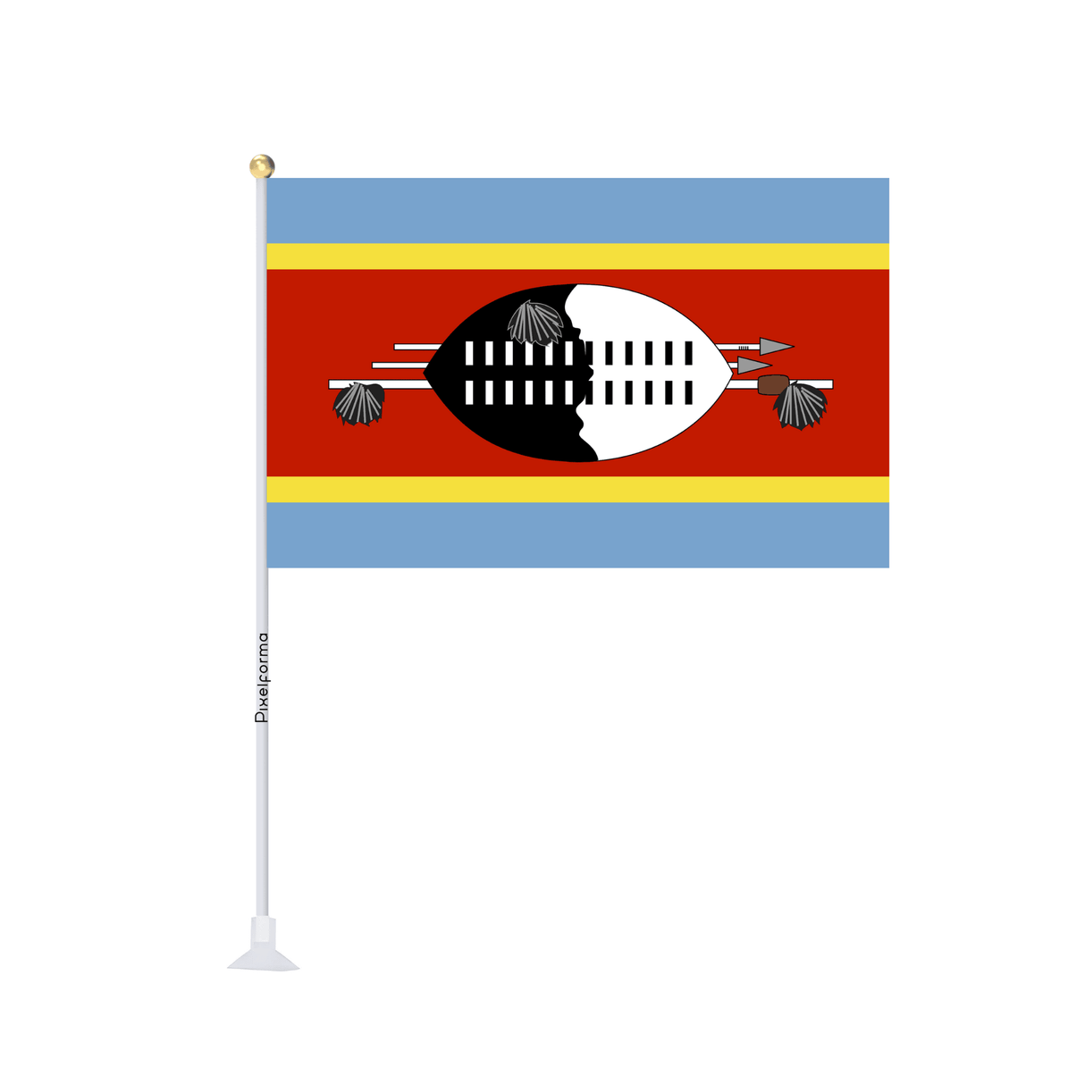 Mini drapeau ventouse Drapeau de l'Eswatini - Pixelforma