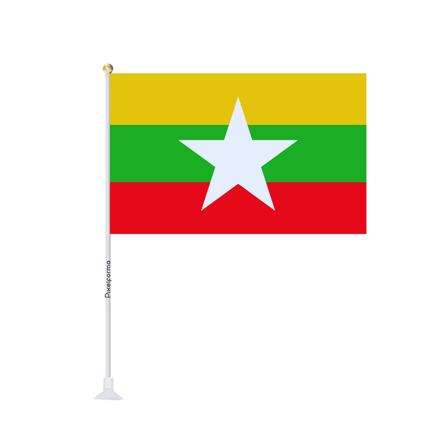 Mini drapeau ventouse Drapeau de la Birmanie - Pixelforma 