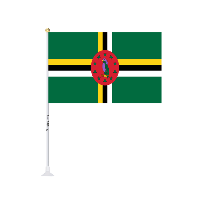 Mini drapeau ventouse Drapeau de la Dominique - Pixelforma 