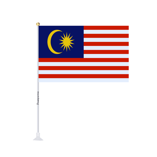 Mini drapeau ventouse Drapeau de la Malaisie - Pixelforma 