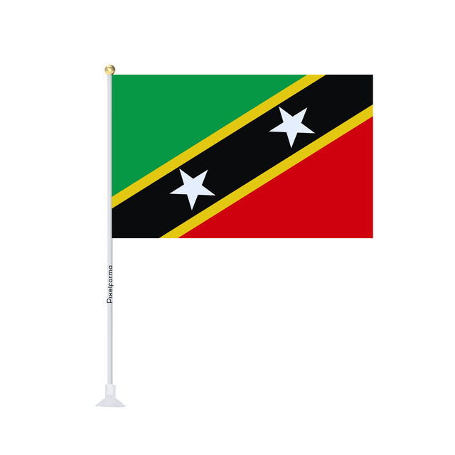 Mini drapeau ventouse Drapeau de Saint-Christophe-et-Niévès - Pixelforma 