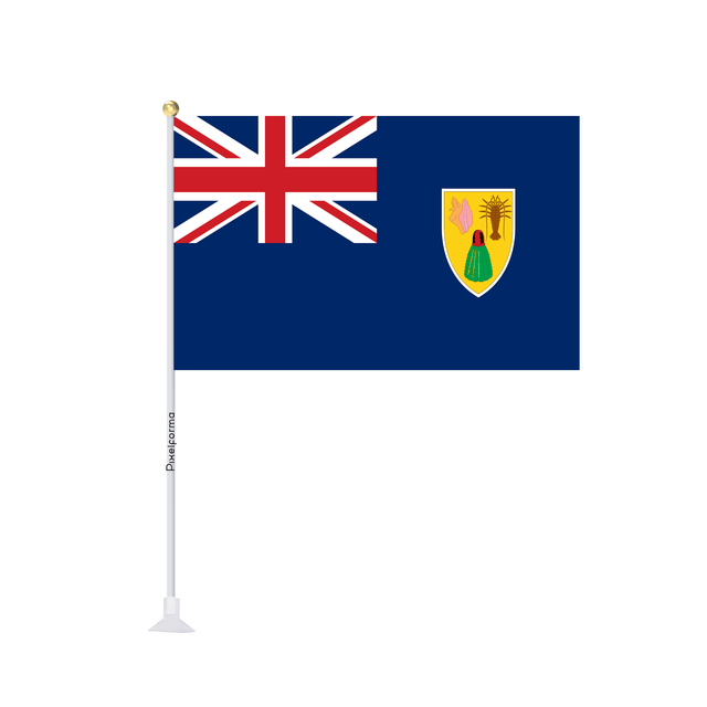 Mini drapeau ventouse Drapeau des Îles Turques-et-Caïques - Pixelforma 