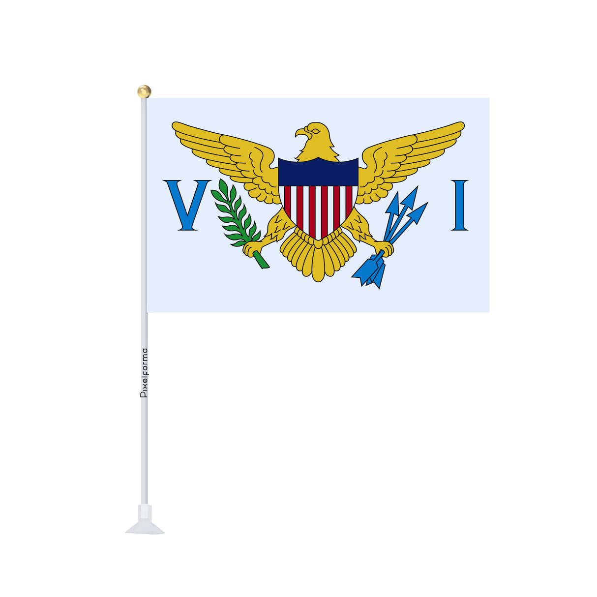 Mini drapeau ventouse Drapeau des Îles Vierges des États-Unis - Pixelforma 