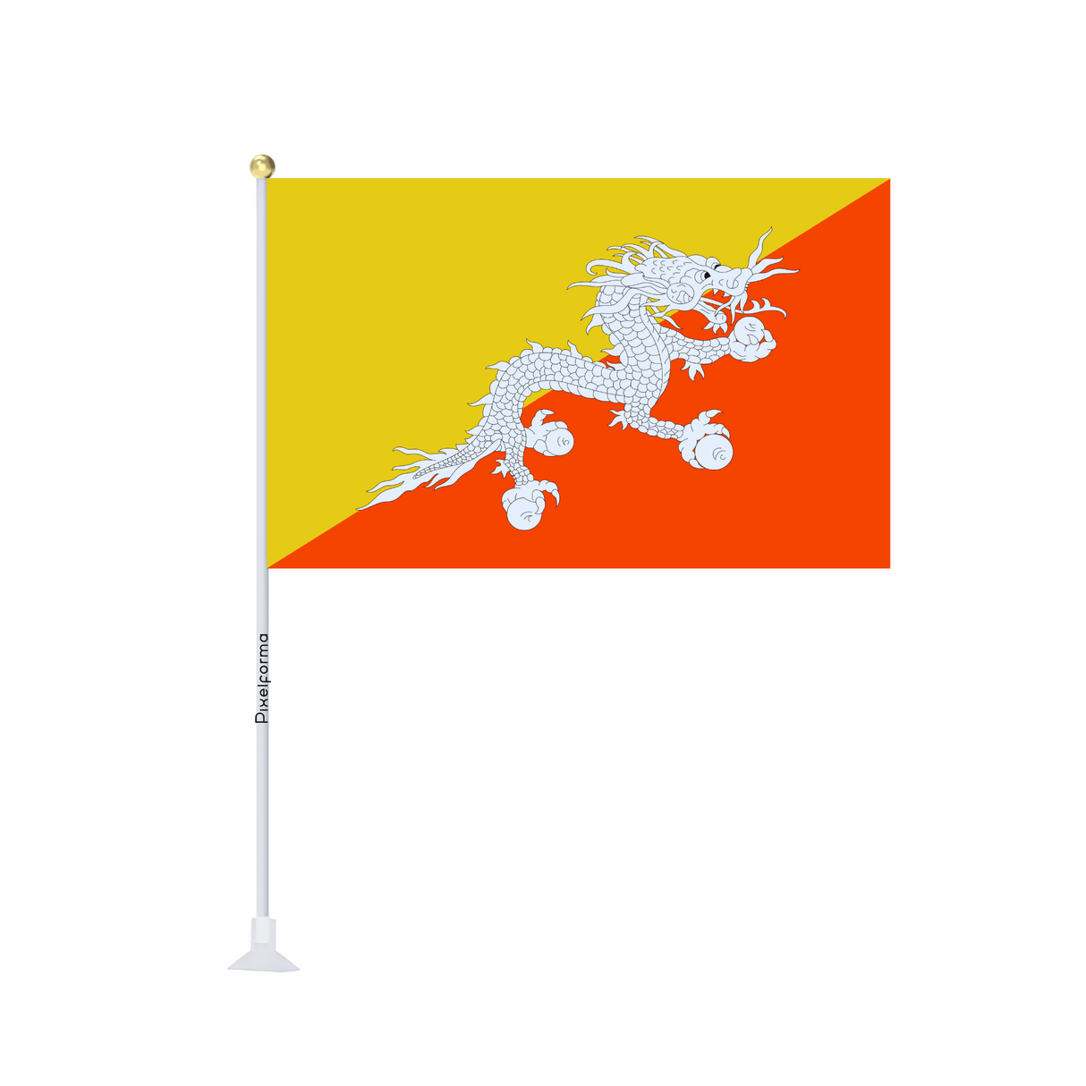 Mini drapeau ventouse Drapeau du Bhoutan - Pixelforma 