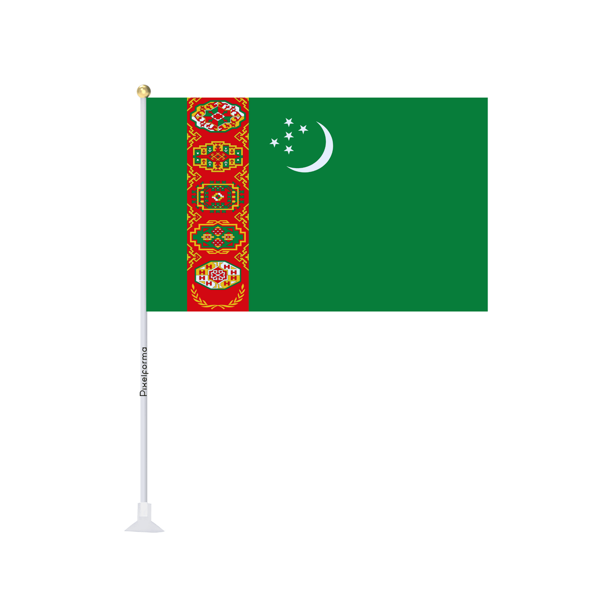 Mini drapeau ventouse Drapeau du Turkménistan - Pixelforma 