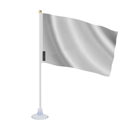 Mini drapeau ventouse gris clair en ployester - pixelforma