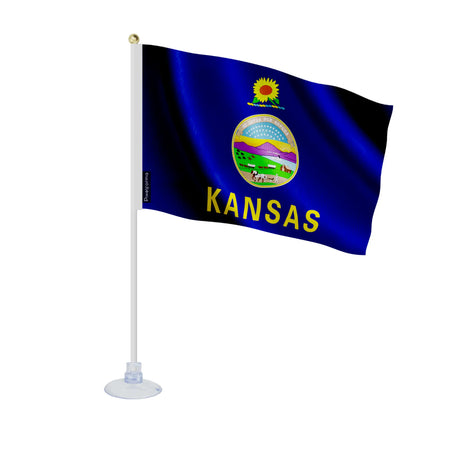 Mini drapeau kansas en polyester avec ventouse pour surface lisse