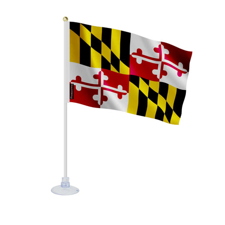 Mini drapeau maryland polyester avec ventouse surface lisse