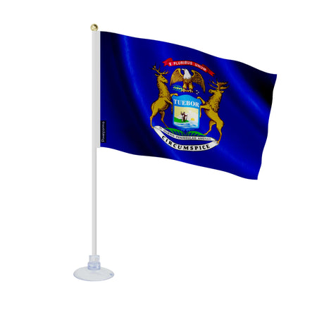 Mini drapeau michigan polyester avec ventouse pour vitres