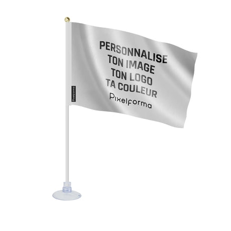 Mini drapeau france en polyester avec ventouse personnalisée