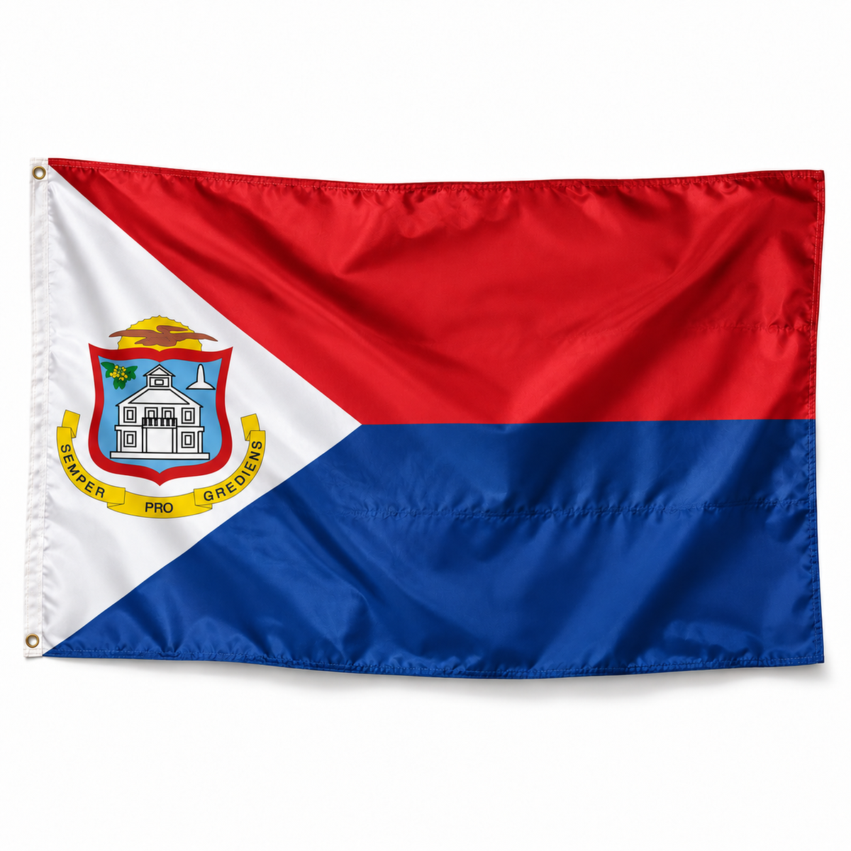Drapeau de Saint-Martin – Plusieurs Tailles – Polyester Résistant — photo polyester réaliste sur fond blanc