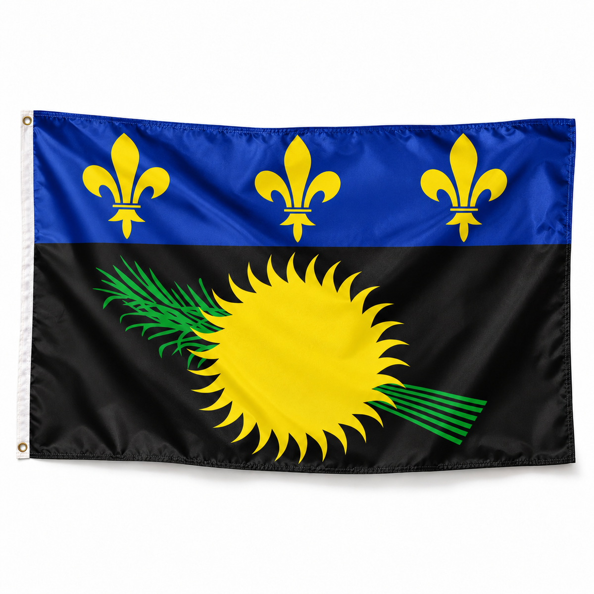Drapeau de Guadeloupe – Plusieurs Tailles – Polyester Résistant — photo polyester réaliste sur fond blanc