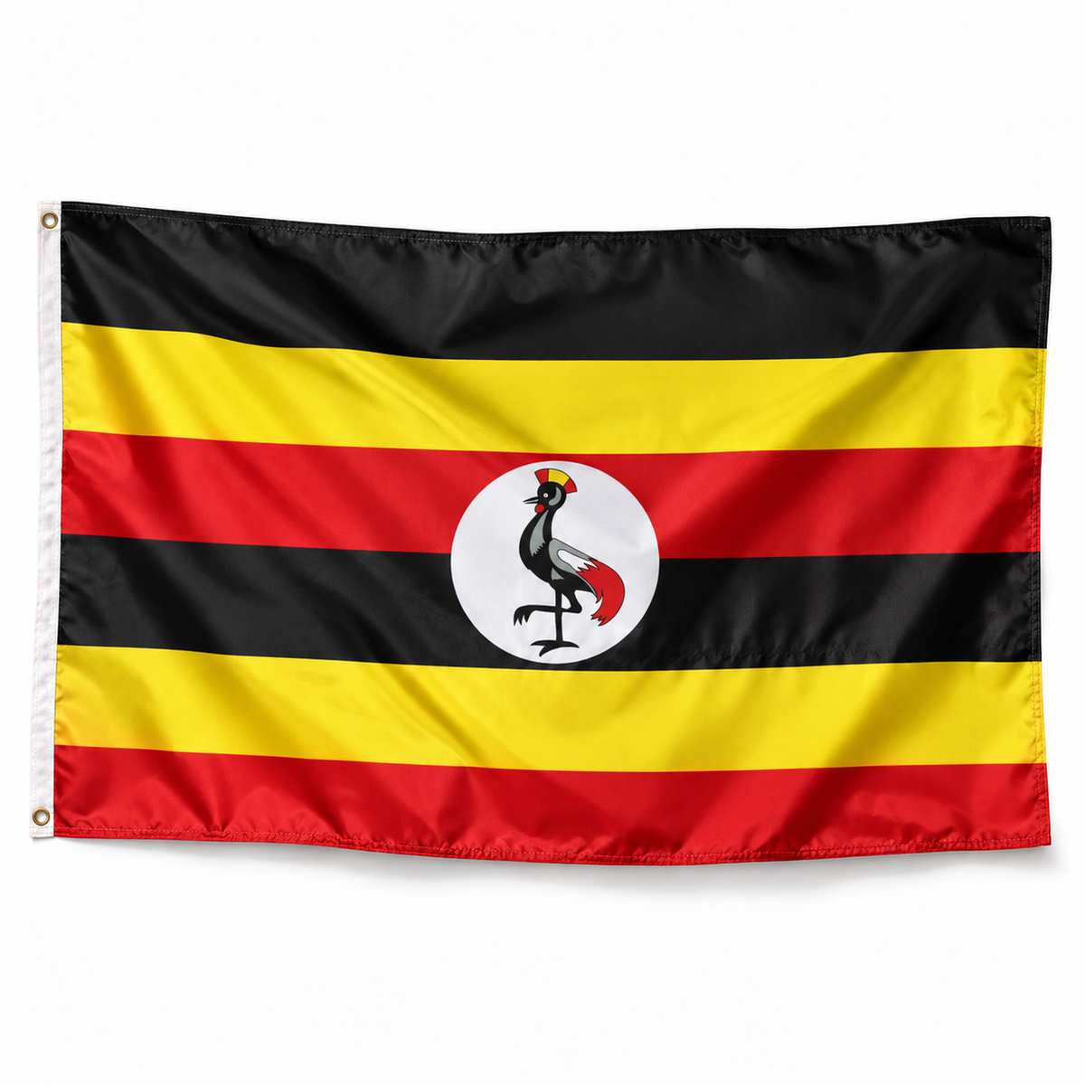 Drapeau de l'Ouganda – Plusieurs Tailles – Polyester Résistant — photo réaliste IA