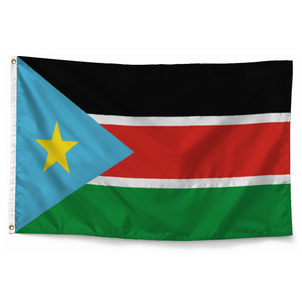 Drapeau du Soudan Sud en polyester — photo produit réaliste