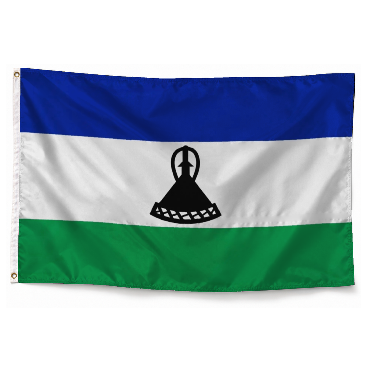 Drapeau du Lesotho – Plusieurs Tailles – Polyester Résistant — photo réaliste