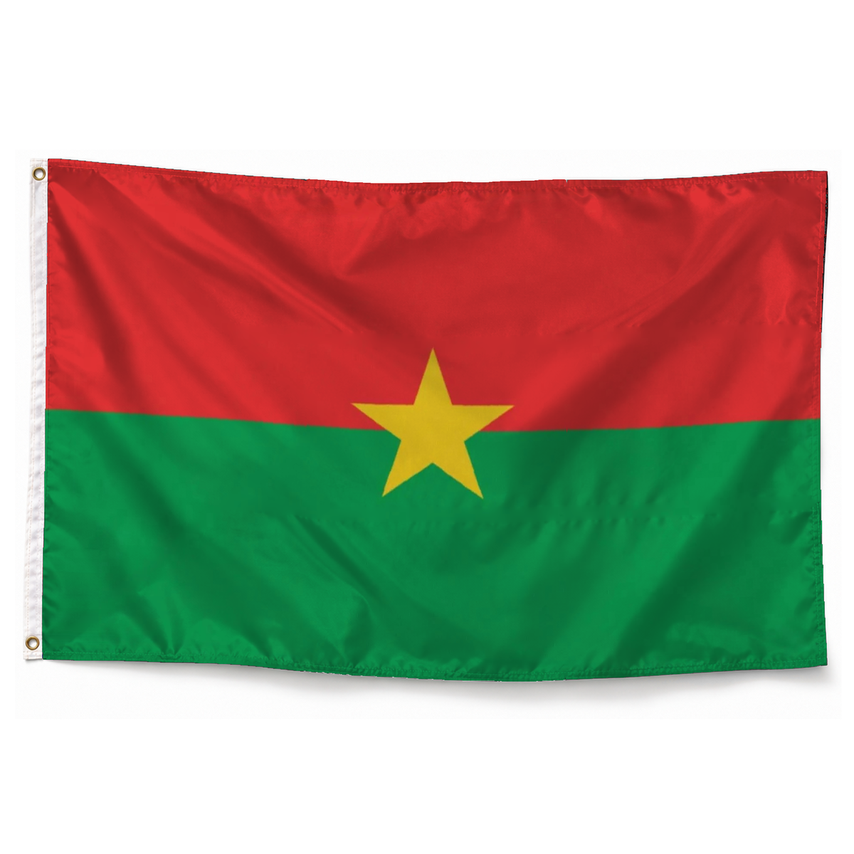 Drapeau du Burkina Faso – Plusieurs Tailles – Polyester Résistant — photo réaliste