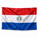 Drapeau du Paraguay – photo produit réaliste IA, polyester avec bande blanche et œillets