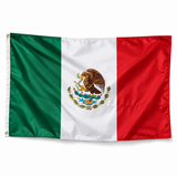 Drapeau du Mexique réaliste en polyester avec bande blanche et œillets