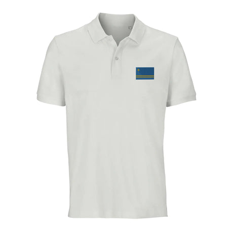 Polo drapeau aruba coton bio brodé unisexe élégant