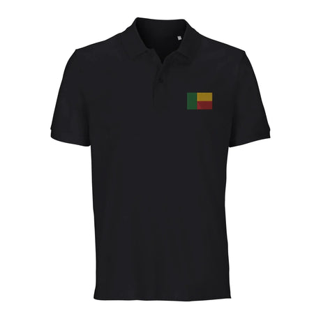 Polo drapeau bénin brodé en coton bio unisexe élégant