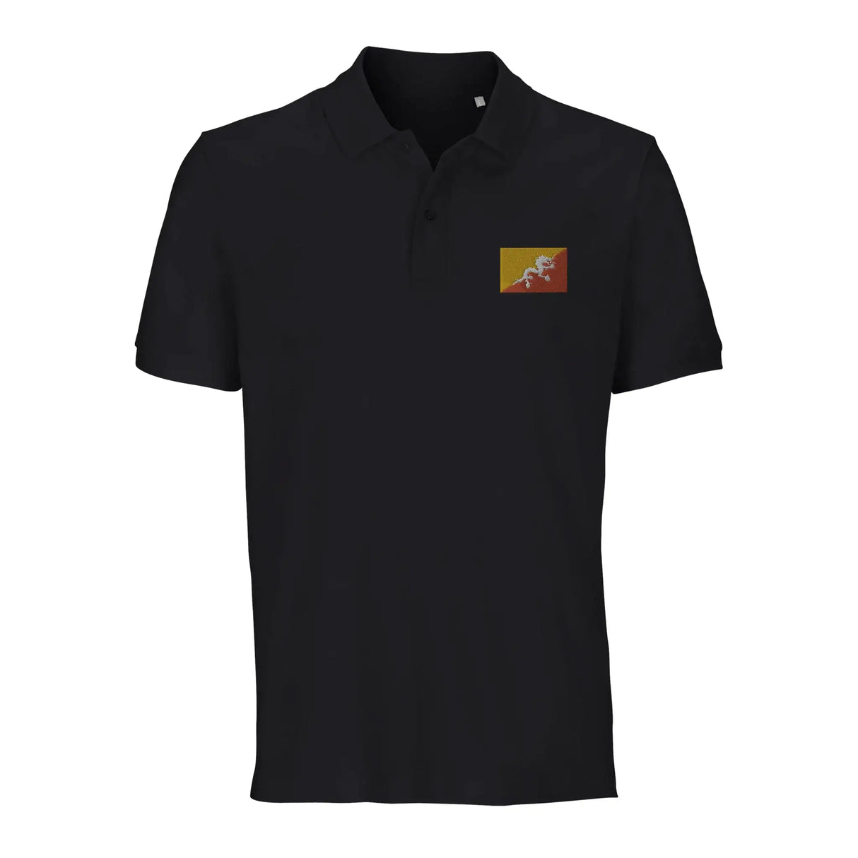 Polo drapeau bhoutan brodé coton bio unisexe élégant