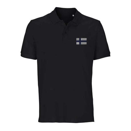 Polo drapeau finlande brodé coton bio unisexe élégant