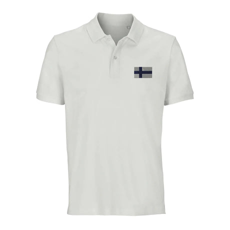 Polo drapeau finlande brodé coton bio unisexe élégant