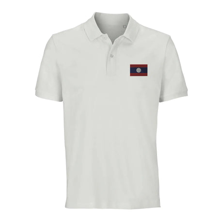 Polo drapeau laos brodé coton bio style élégant unisexe