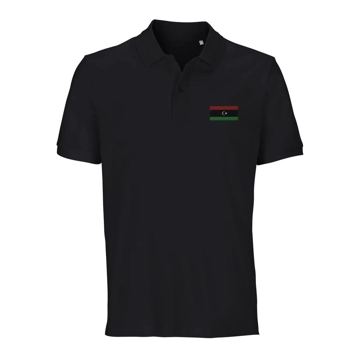 Polo drapeau libye brodé en coton bio unisexe élégant