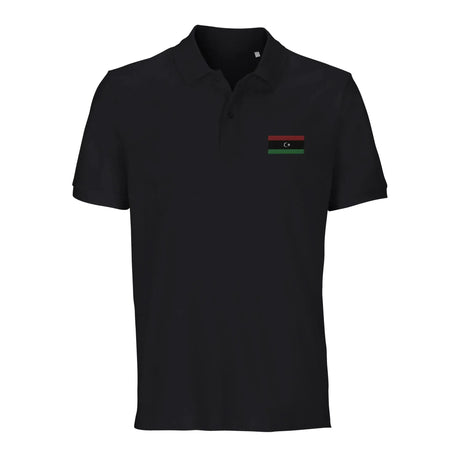 Polo drapeau libye brodé en coton bio unisexe élégant
