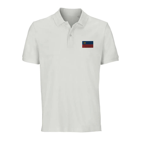 Polo drapeau liechtenstein brodé en coton bio unisexe