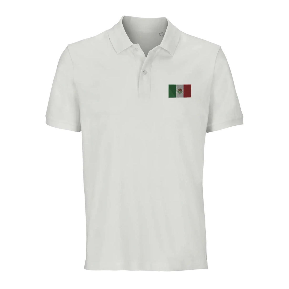 Polo drapeau mexique coton bio brodé élégant unisexe