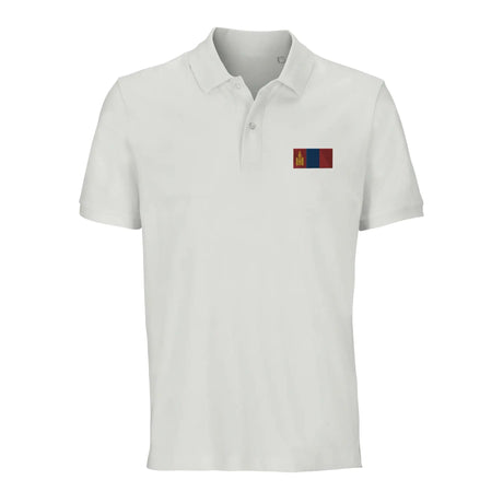 Polo drapeau mongolie coton bio brodé élégant unisexe
