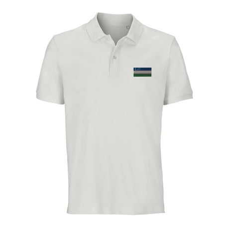 Polo drapeau ouzbékistan coton bio brodé unisexe