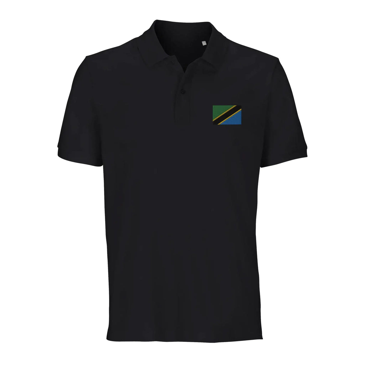Polo drapeau tanzanie brodé en coton bio unisexe