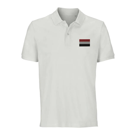 Polo drapeau yémen brodé en coton bio unisexe