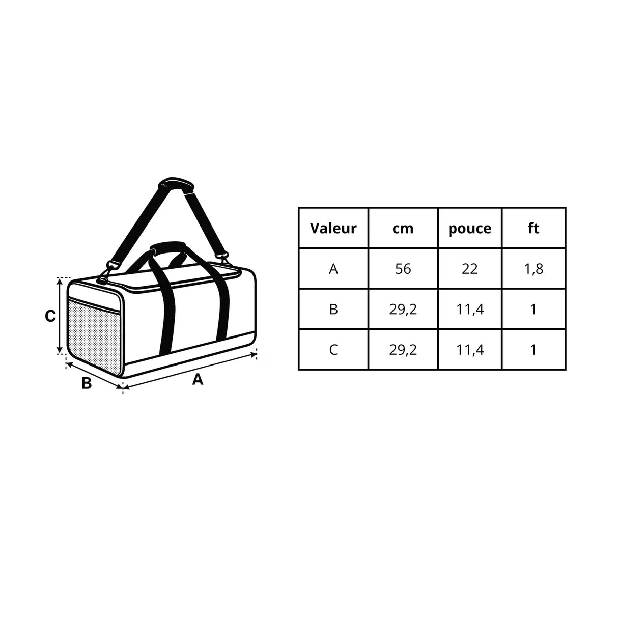 Sac de voyage bermudes polyester sangle d’épaule matelassée