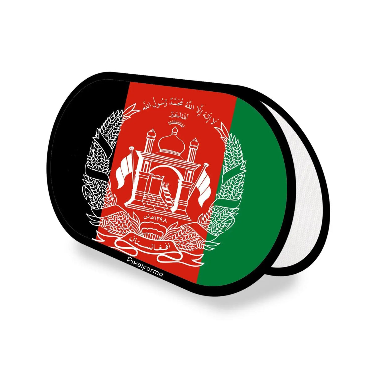 Support publicitaire ovale drapeau afghanistan en polyester - pixelforma