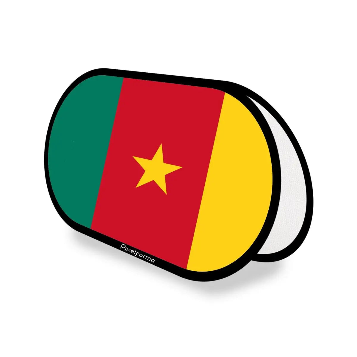 Support publicitaire Ovale Drapeau Cameroun en Polyester - Pixelforma 