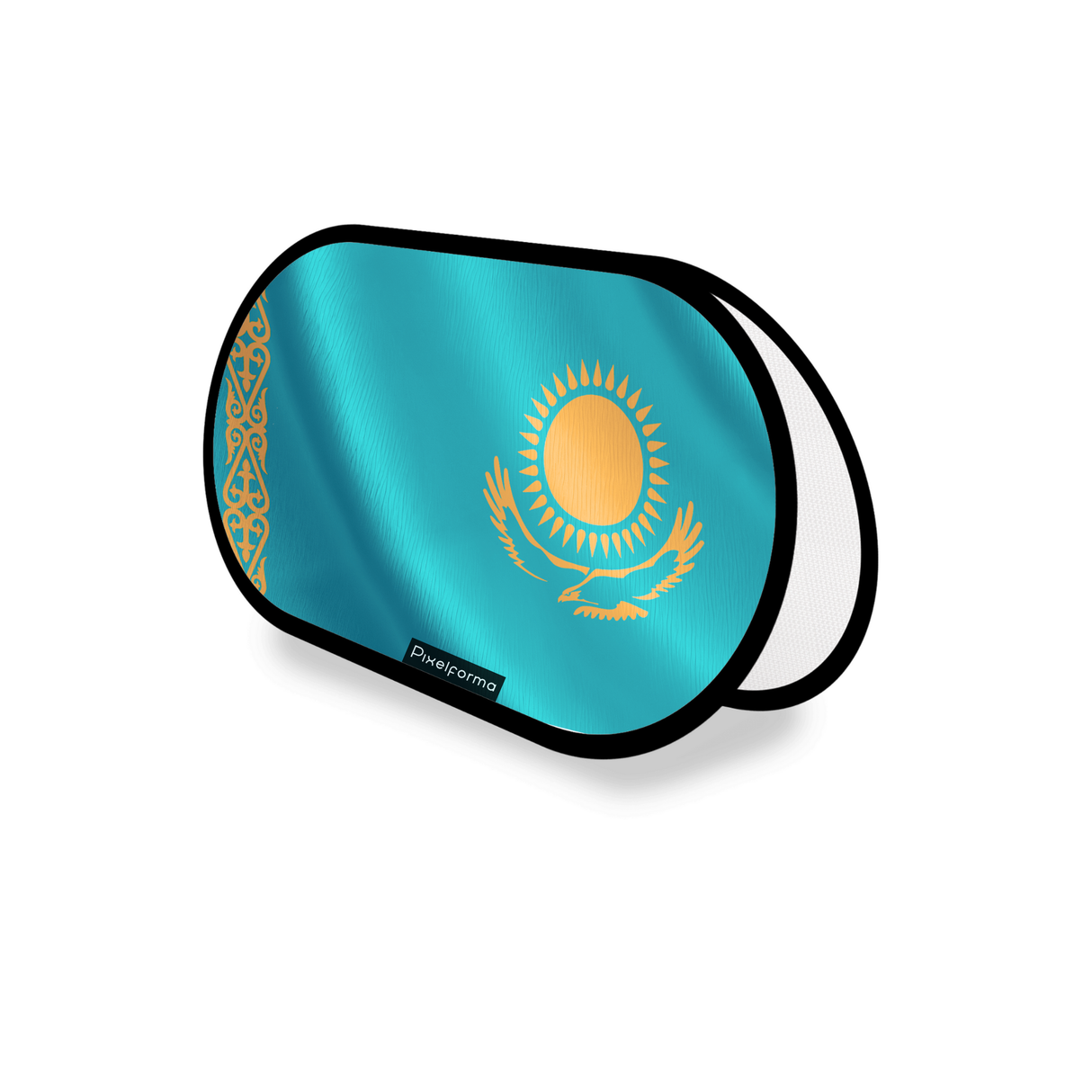 Support publicitaire ovale drapeau de kazakhstan en polyester - pixelforma