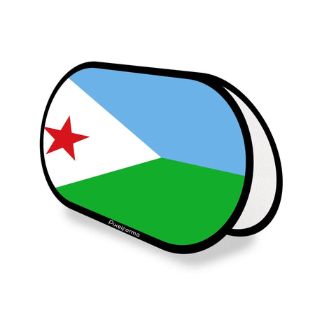 Support publicitaire ovale drapeau djibouti en polyester - pixelforma