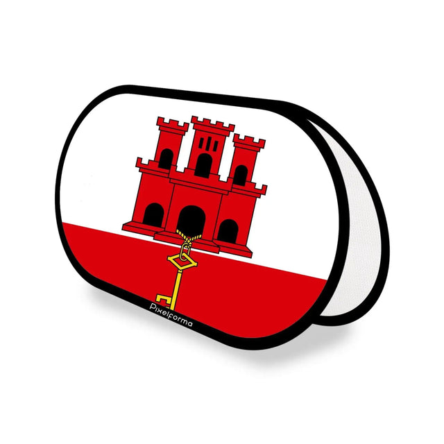 Support publicitaire ovale drapeau gibraltar en polyester - pixelforma
