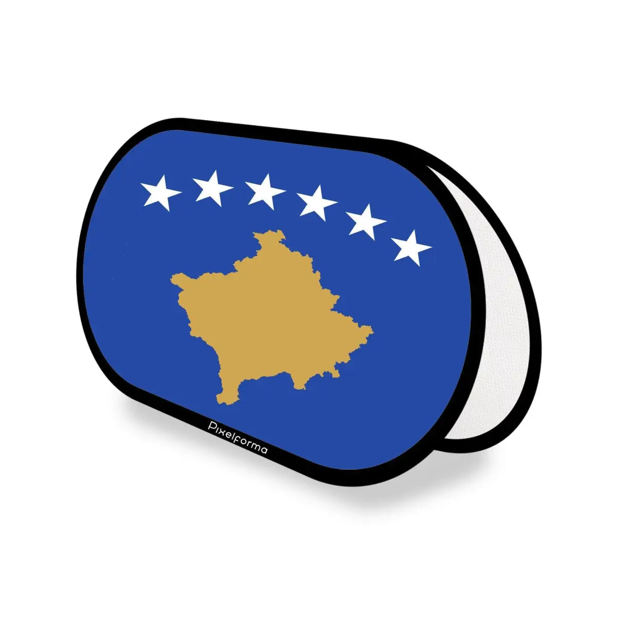 Support publicitaire Ovale Drapeau Kosovo en Polyester - Pixelforma 