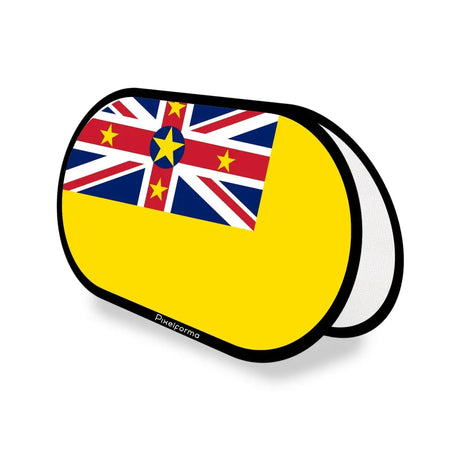 Support publicitaire ovale drapeau niue en polyester - pixelforma