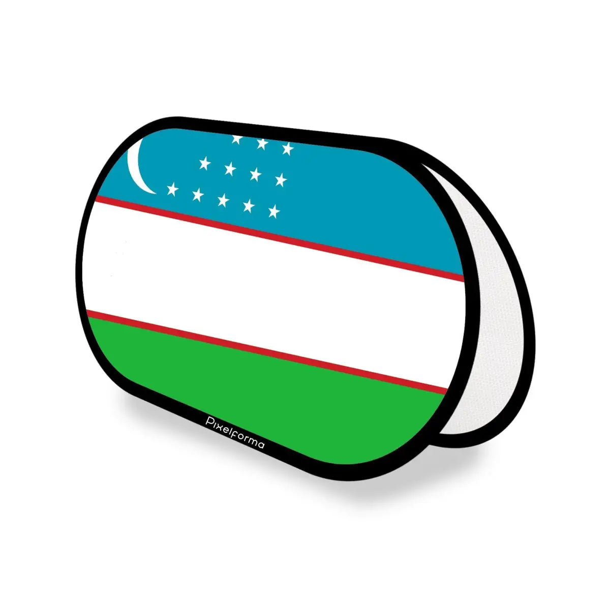 Support publicitaire ovale drapeau ouzbékistan en polyester - pixelforma